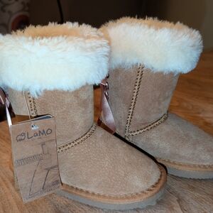 Lamo Tan Suede Fur-Lined Boots